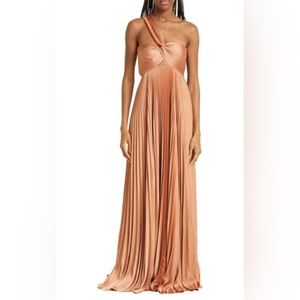 NWT $895 A.L.C. Nessa Asymmetric Pleat Gown in TORTA - size 14!